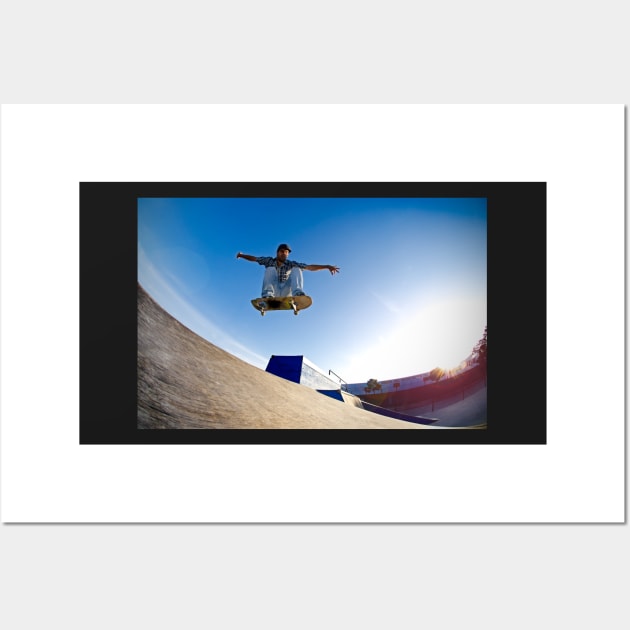 Skateboarder flying Wall Art by homydesign